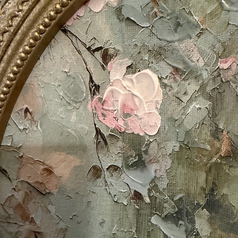 11x14 “lake Swan” Framed Oval glold glittery frame White Swan with Pink Flowers - Picture 4 of 12